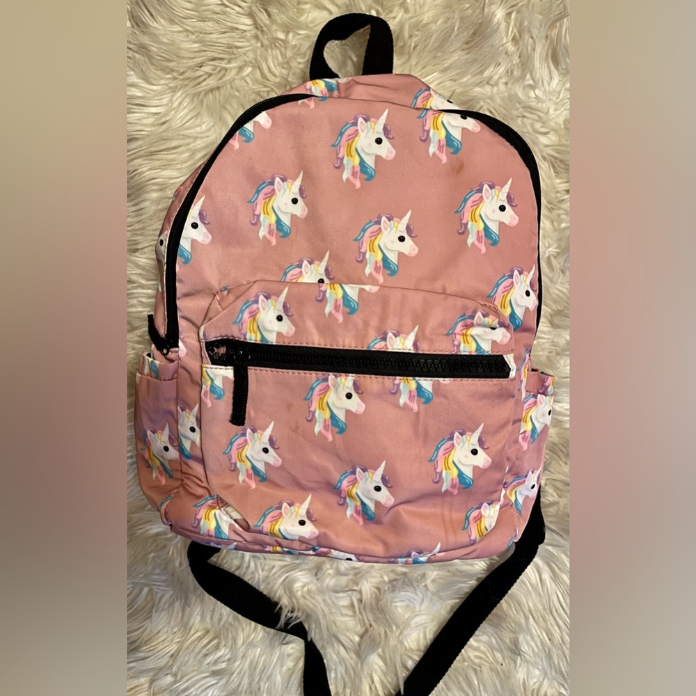 Girl’s Pink & Black Unicorn Back Pack Unbranded Excellent Used Condition